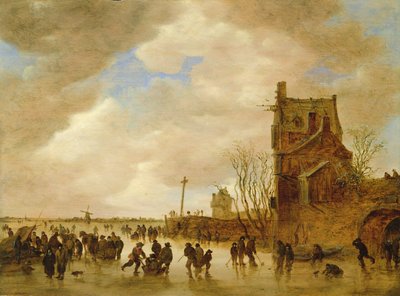 A Winter Skating Scene by Jan Josephsz van Goyen